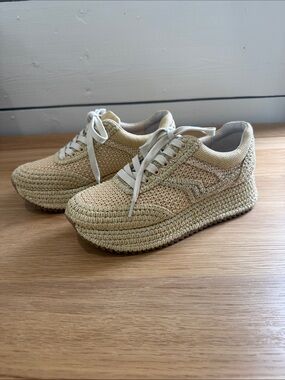 Beige rattan  Woven Platform Sneakers - Brand New beach tenny shoes !